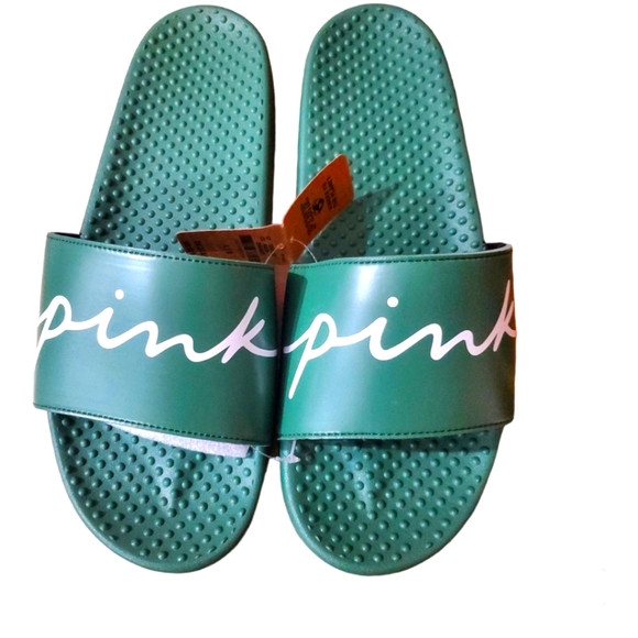 PINK Victoria's Secret Shoes - VS Pink Slides Green